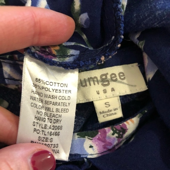 Umgee Navy Floral Boho Swing Dress/Tunic - Picture 8 of 9